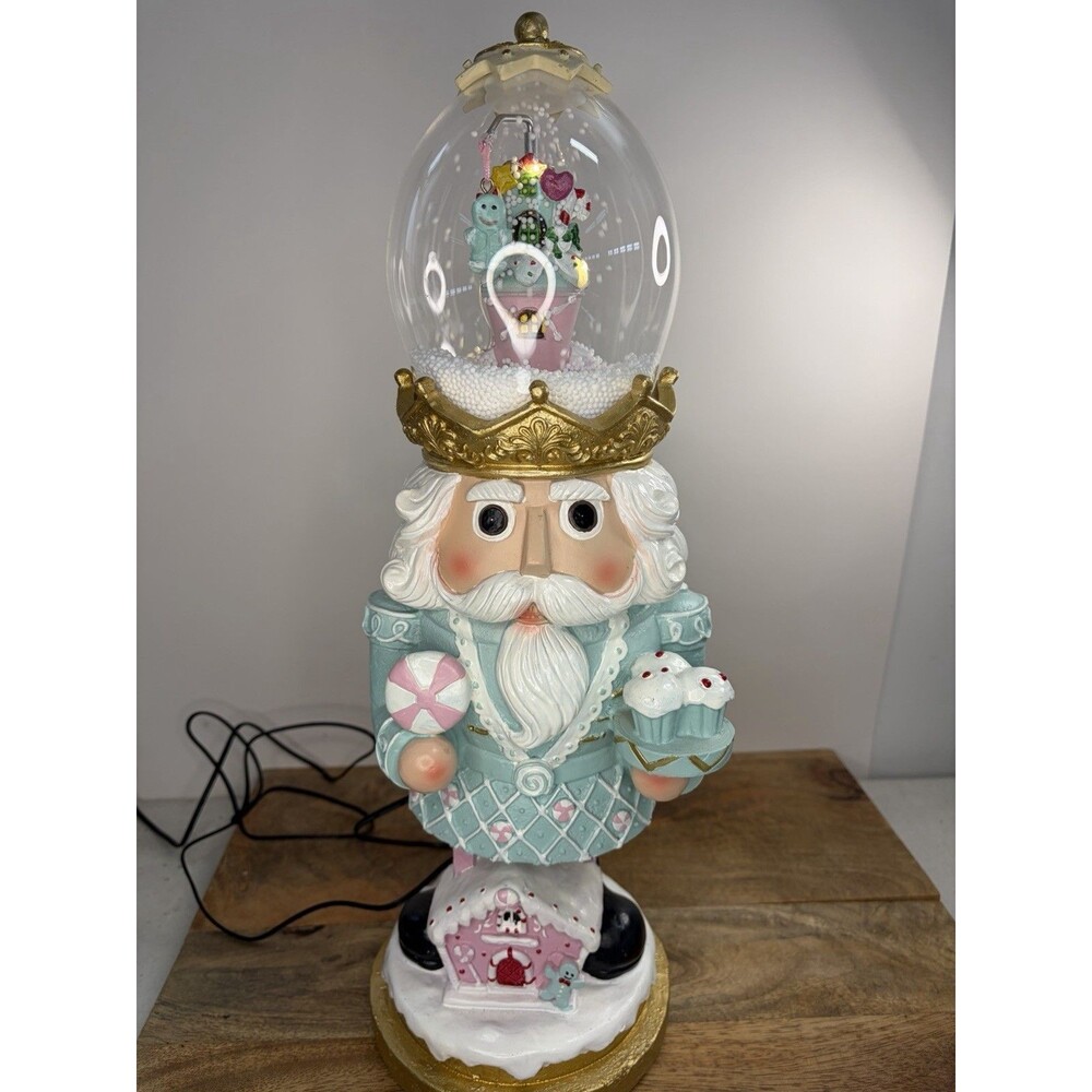 Cupcakes & Cashmere  18” Nutcracker Light Up Snow Globe  Musical Christmas Mint